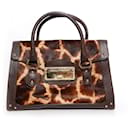 DOLCE & GABBANA, Handbag with brown leather and giraffe print in calf hair. - Dolce & Gabbana