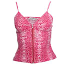 Anti-flirt, top rosa lucido elasticizzato con stampa serpente con cerniera sul davanti nella taglia S. - Autre Marque