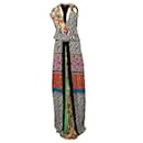 ETRO, Vestido patchwork de seda sem mangas multicolorido com estampa de flores no tamanho IT42/S. - Etro