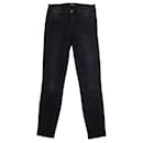 Marca J, Calça jeans preta com acabamento em couro - J Brand