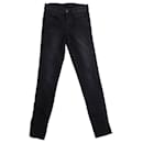 Marca J, Calça jeans preta com acabamento em couro - J Brand