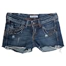 Ross & Disera, denim shorts with studs and gold shimmering stones in size 25/XS. - Autre Marque