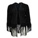 Les Petites…, black semi-transparent silk jacket with fringes in size S. - Autre Marque