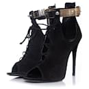 Giuseppe Zanotti x Anja Rubik, Schwarze Gladiator-Sandale aus Wildleder