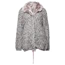Ermanno Scervino, Grey knitted cardigan with fur collar.