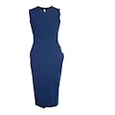 VICTORIA BECKHAM, Blue crepe dress with buttons. - Victoria Beckham