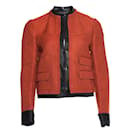 Proenza Schouler, Leather trimmed tweed jacket.