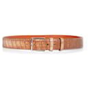 Santoni, Alligator leather belt in brown
