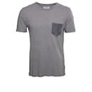 Martin Margiela, T-shirt grigio chiaro con taschino a quadri. - Maison Martin Margiela
