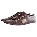 Dolce & Gabanna, BROWN LEATHER SNEAKERS. - Dolce & Gabbana