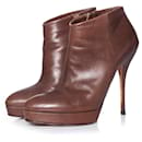 gucci, Brown leather platform ankle boots. - Gucci