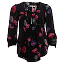 Rebecca Taylor, black silk top with flower print