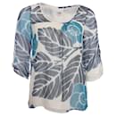 Tipi, semi-transparent top with blue flower/leaf print in size US4/XS. - Autre Marque