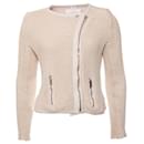 IRO, white knitted blazer jacket with leather details in size 1/S. - Iro