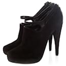 Donna Karan, black suede shoots with leather strap around the ankle in size 39.5. - Dkny