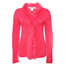 Comme des garçons, Mohair vest with safety pin in fluorescent pink in size S. - Comme Des Garcons