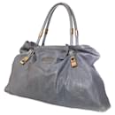 Chloe, Blue/gray leather shopper with golden hardware. - Chloé