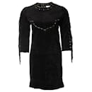 ByDanie, Black leather/suede dress with fringes and studs in size S. - Autre Marque