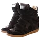 Isabel Marant, Black leather/Suede/ponyskin beckett sneakers in size 38.