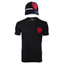 Dsquared2, T-shirt and cap with red heart.