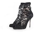 DOLCE & GABBANA, Stretch lace sock ankle boots. - Dolce & Gabbana