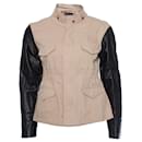 JET John Eshaya, Beige jacket with leather sleeves. - Autre Marque