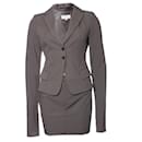 Patrizia Pepe, GREY/Brown colored suit in size IT42/S (Blazer) and IT40/XS (Skirt).