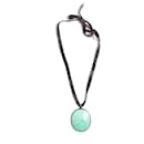 YVES SAINT LAURENT, lace necklace with turquoise stone - Yves Saint Laurent