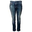 Dsquared2, jeans azules con desgastes y manchas de pintura