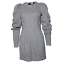 Markus Lupfer, Grey wool dress with balloon sleeves