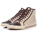 Gucci, Beigefarbene Canvas-Turnschuhe