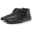 gucci, Black GG leather lace up trainers - Gucci