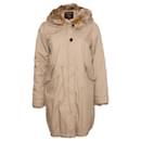 WOOLRICH, Khaki/sand colored hooded parka with removable fur lining in size S. - Woolrich