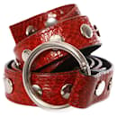 Carla V, red snakeskin belt with silver pushbuttons in size M. - Autre Marque