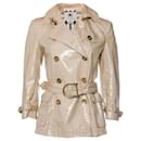Burberry, Beige double-breasted laminated gabardine coat in size IT42/S.