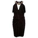 Faith Connexion, Black draped dress with customed neck yoke in size S.
