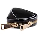 Ronald Pineau, black leather belt with golden zipper in size M. - Autre Marque