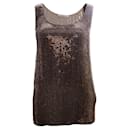 Pinko, brown coloured tank top with brown/bronze coloured sequences in size S.