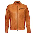 KENZO, Orange leather biker jacket - Kenzo