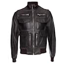 DOLCE & GABBANA, Brown leather jacket with detachable sleeves. - Dolce & Gabbana