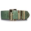 Gianni Versace, Cintura in vita in pelle stampata coccodrillo verde