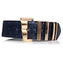 Gianni Versace, Ceinture en cuir bleu estampé croco