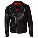 DIESEL, Black leather jacket with star on the back in size M. - Diesel