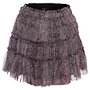 TEORÍA, falda plisada morada con estampado de rayas en talla P/XS (Tramo). - Theory