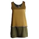 Vera Wang, green/kakhi colored sleeveless top with stones in size 38/S.