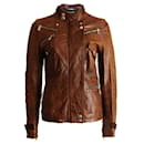 Dolce & Gabbana, veste de motard en cuir marron.