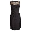 LANVIN, Black/blue evening dress with see-through details and elastic waistband in size 40fr/S. - Lanvin