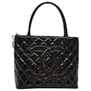 CHANEL Tote Bag Patent leather Reprint Edition Black CC Auth am4745 - Chanel