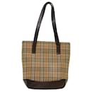 Burberrys Nova Check Bolso de hombro Nylon Cuero Beige Auth bs6816 - Autre Marque