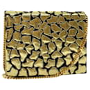 VALENTINO Chain Shoulder Bag Leather Nylon Gold Tone Black Auth 48623 - Valentino